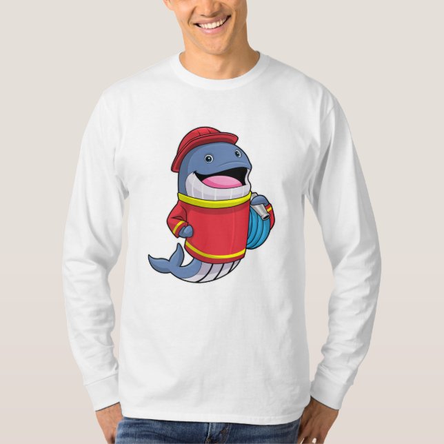 Whale as Firefighter with Hose T-Shirt (Front)