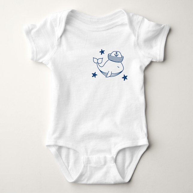 whale baby boy clothes baby bodysuit (Front)