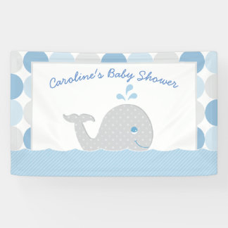 Whale Baby Boy Shower Banner in Blue and Grey