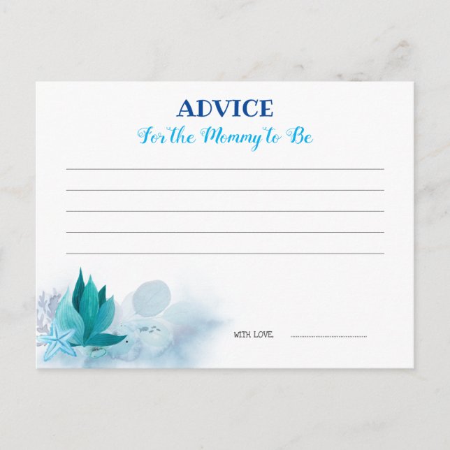 Whale Baby Shower Advice Card (Front)