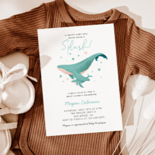 Whale Baby Shower Blue Nautical Invitation