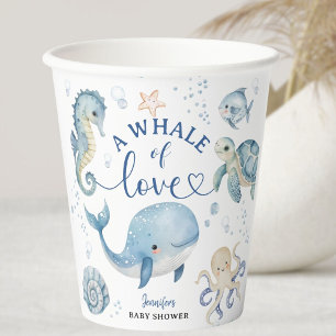 Whale Baby Shower Blue Ocean Boy  Paper Cups