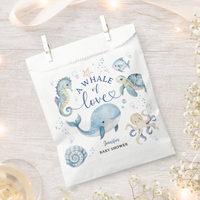 Whale Baby Shower Boy Blue Ocean Favour Bags (Clipped)