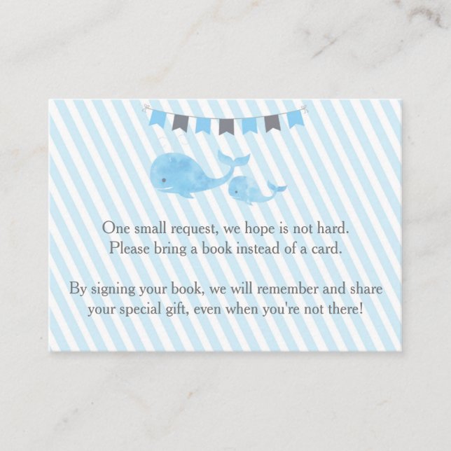 Whale Baby Shower Bring a Book Insert (Front)