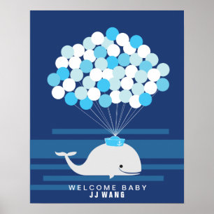 Whale Baby shower guest book Print