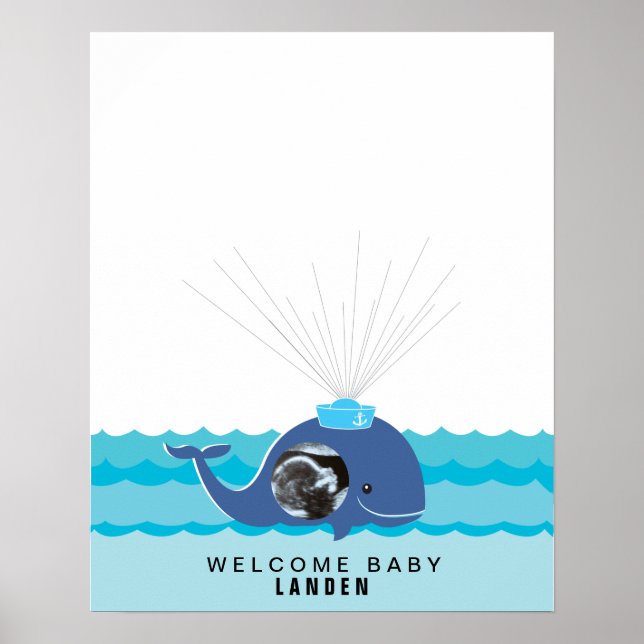 Whale | Baby shower guest book Print (Front)