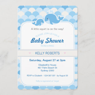 Whale Baby Shower Invitation - Blue