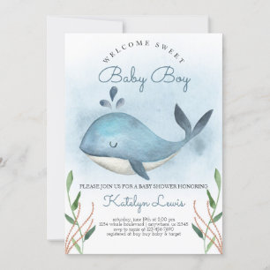 Whale Baby Shower Invitation for Baby Boy