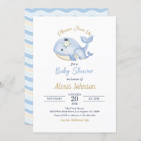 Whale Baby Shower Invitation for Boy