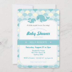 Whale Baby Shower Invitation - Turquoise