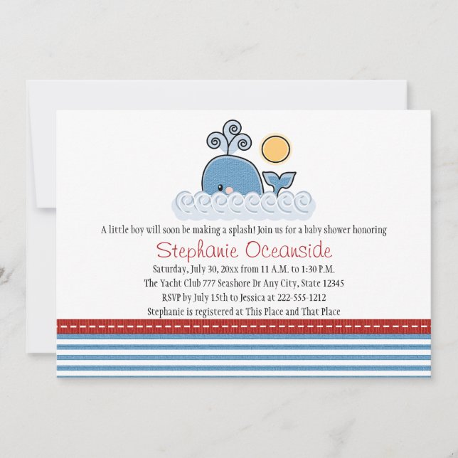Whale Baby Shower Invitations (Front)
