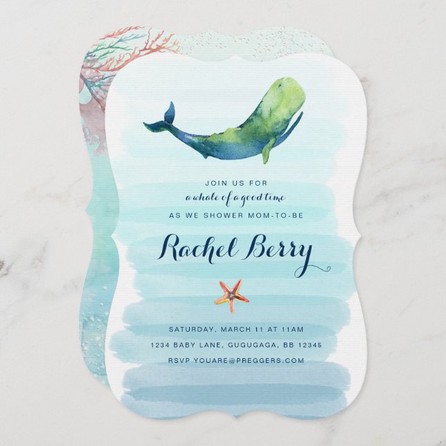 Whale Baby Shower Invite (Front/Back)