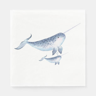 Whale Baby Shower Napkins - Elegant Nautical 