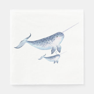 Whale Baby Shower Napkins - Elegant Nautical 
