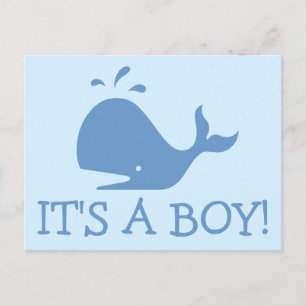 Whale baby shower postcards   It's a boy!