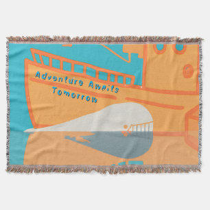 Whale Beneath The Harbour-Adventure Awaits Tomorro Throw Blanket