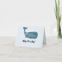 Whale Blue Stripe Baby Shower Ahoy it's a Boy