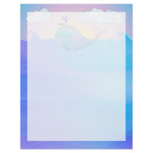 Whale Border - 8.5" x 11" Stationery Sheet