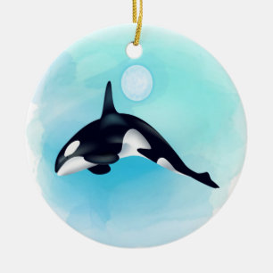 Whale bowl with blue sky ceramic tree decoration