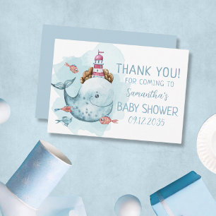 Whale Boy Baby Shower Thank You Card