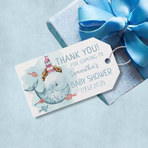 Whale Boy Baby Shower Thank You Gift Tags