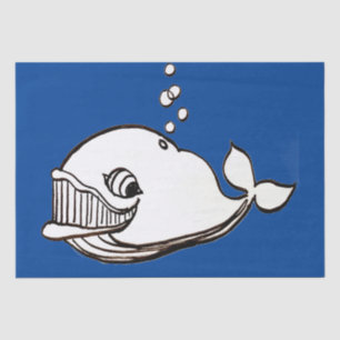Whale cartoon drawing on rainbow diamond painting tissue paper