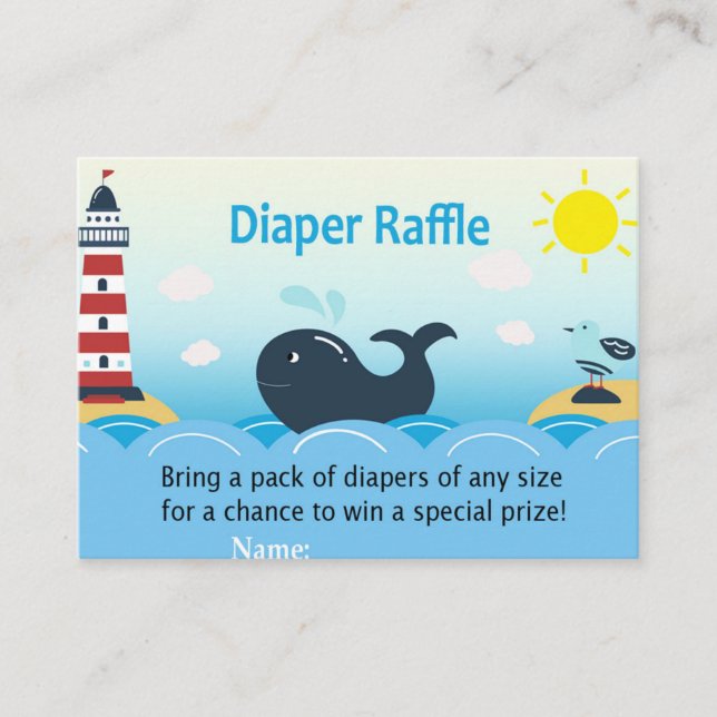 Whale Diaper Raffle Tickets (Front)