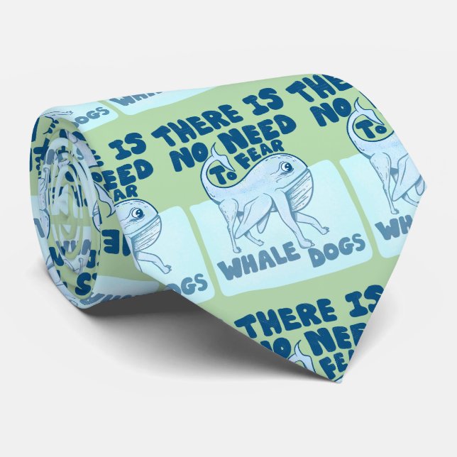 Whale Dog funny creature Tie (Rolled)
