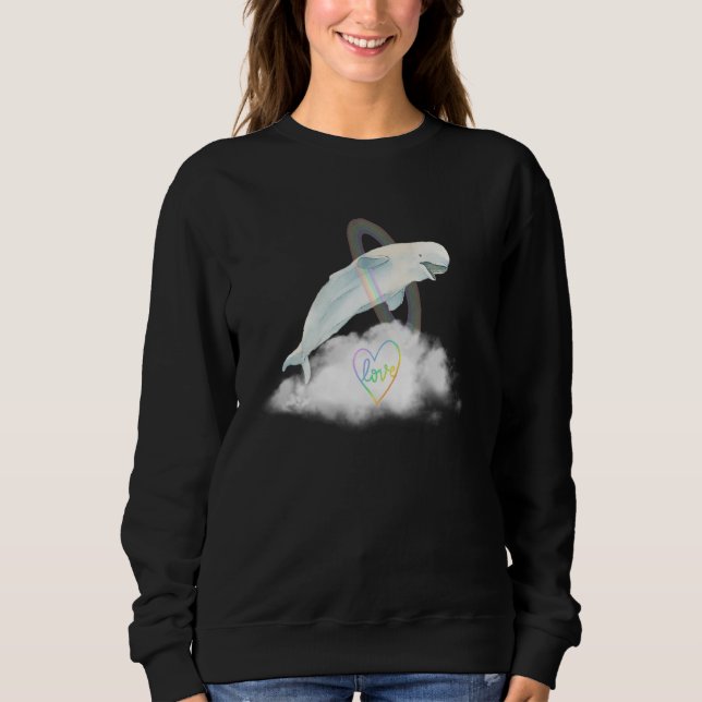 Whale Dolphin Jumping Through Love Rainbow Hoop Sweatshirt (Front)