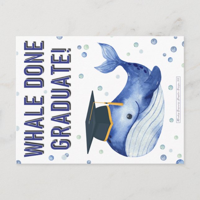 WHALE DONE GRADUATE! ANNOUNCEMENT POSTCARD (Front)