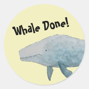 Whale Done Pun Blue Whale Classic Round Sticker