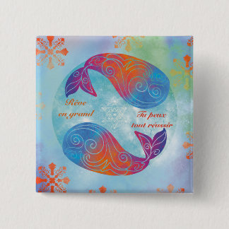 Whale dream 15 cm square badge