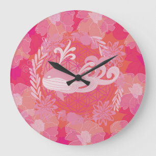 Whale flower of life large clock