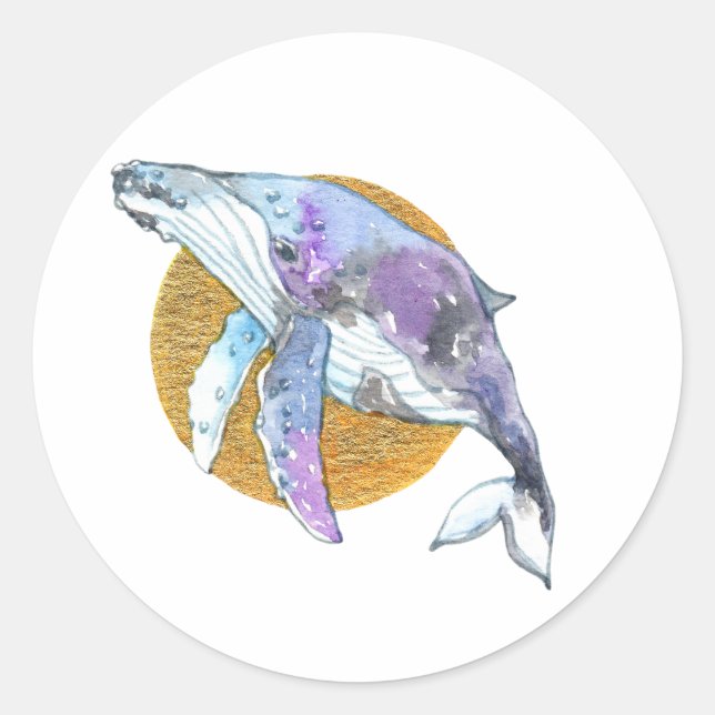 Whale Fly Classic Round Sticker (Front)