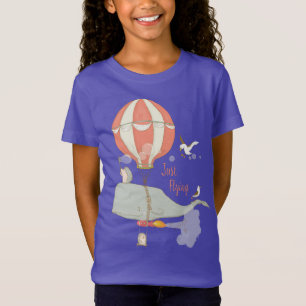 Whale flying with a balloon, hedgehogs & seagulls T-Shirt