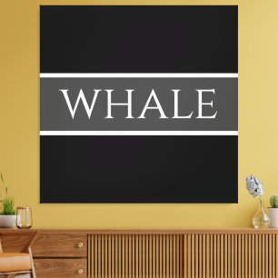 WHALE Fun Dark Grey Black White Orca Stripes Canvas Print
