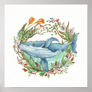 Whale Garden Poster