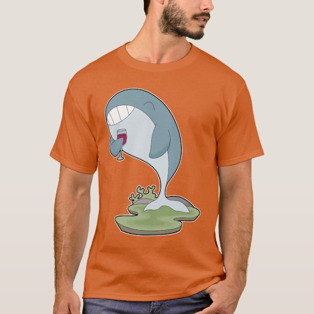 Whale Glass Red wine T-Shirt (Front)