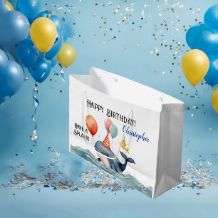 Whale Have a Splash Personalised Boys Birthday Large Gift Bag