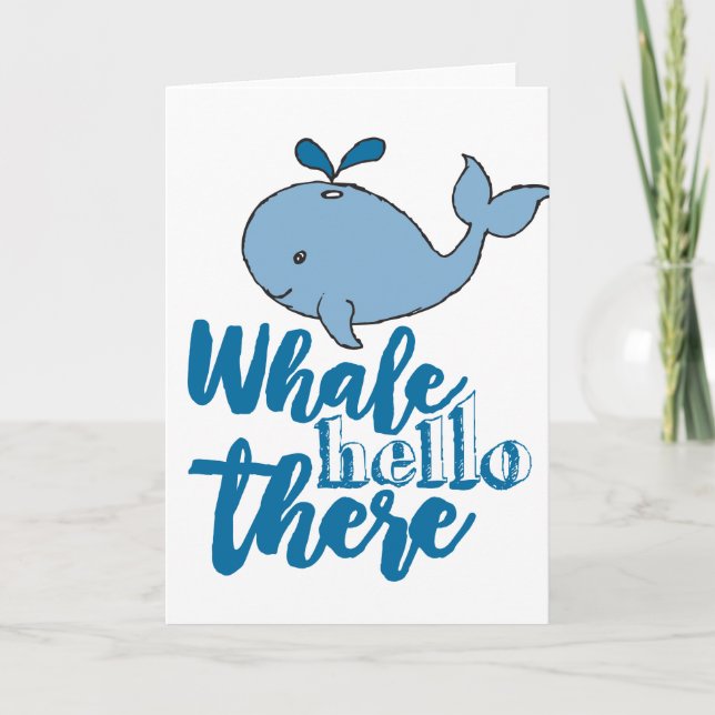 Whale Hello There Whale Cartoon Cute Baby Whale De Card (Front)