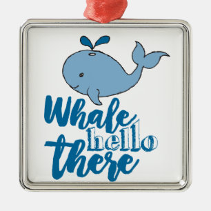 Whale Hello There Whale Cartoon Cute Baby Whale Metal Tree Decoration