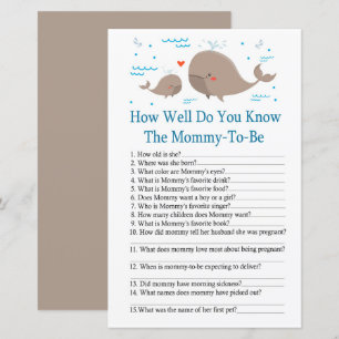 Whale How well do you know baby shower game