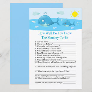 Whale How well do you know baby shower game