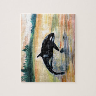 Whale in Jump Photo Puzzle with Gift Box