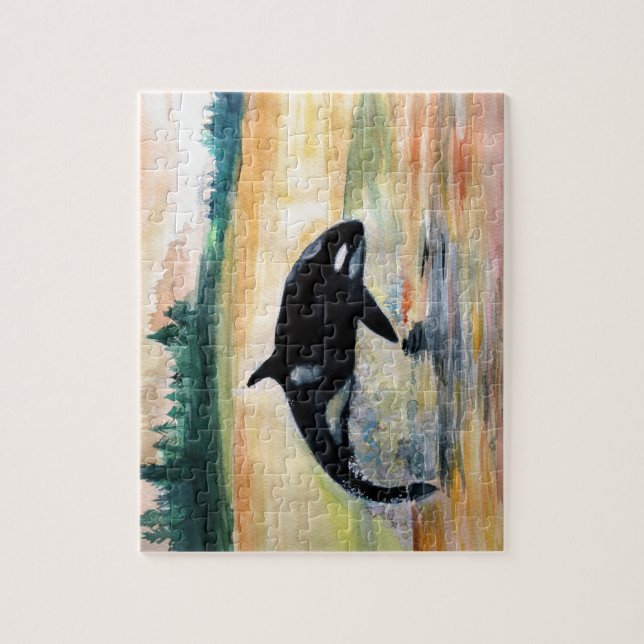 Whale in  Jump Photo Puzzle with Gift Box (Vertical)