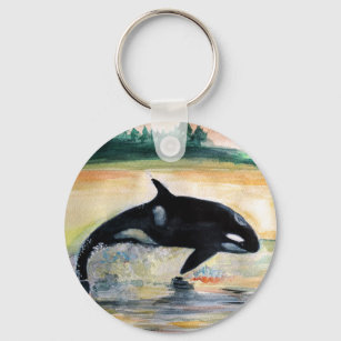 Whale in  Jump Wild  Orca Basic Button Key Ring