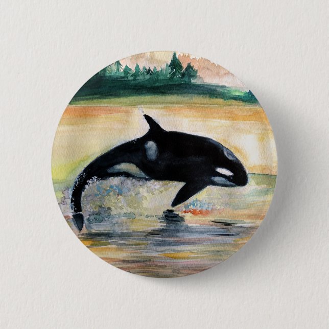 Whale in  Jump Wild  Orca Round Badge (Front)