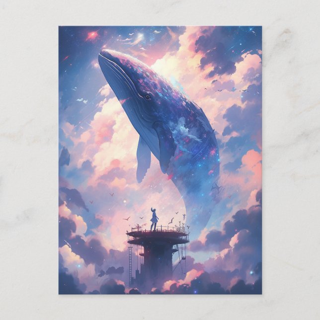 Whale In The Sky Fantasy Art Postcard (Front)