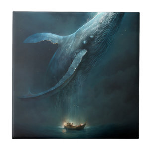 Whale In The Sky Fantasy Art Tile