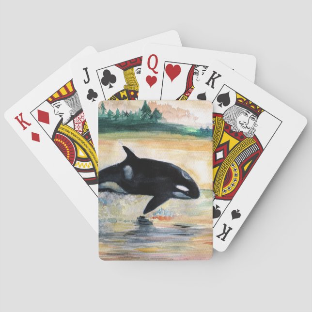Whale Jumping Orca Classic Playing Cards (Back)